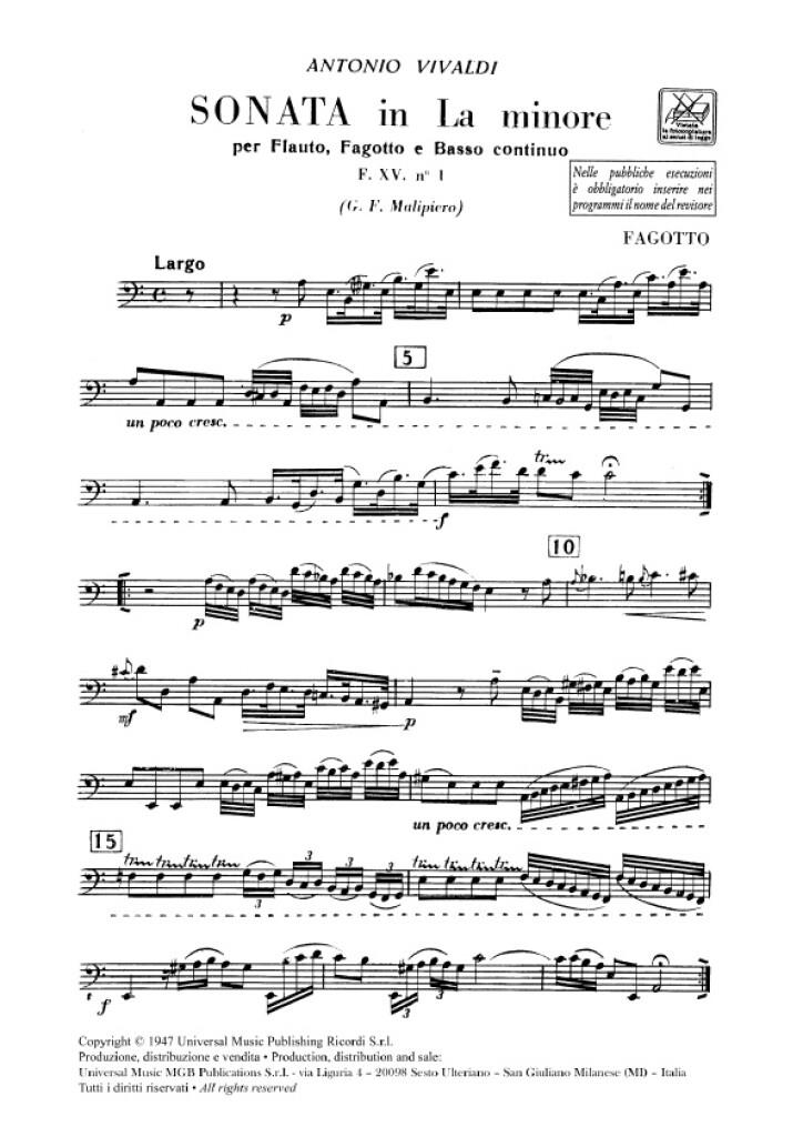 Sonate Per Strum. A Fiato E B.C.: Per Fl. E Fg.